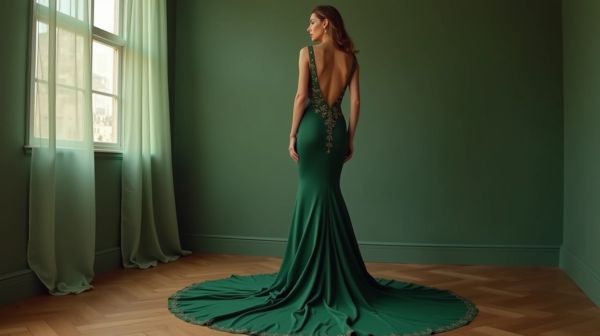 Adressez votre look avec une robe dos nu couleur verte élégante